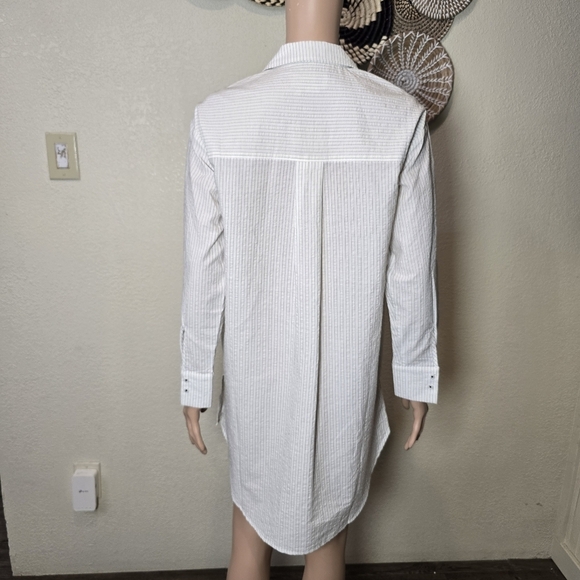 Anthropologie Striped Button Down Shirt Tunic Top Size Xs White/ Black - Picture 8 of 11